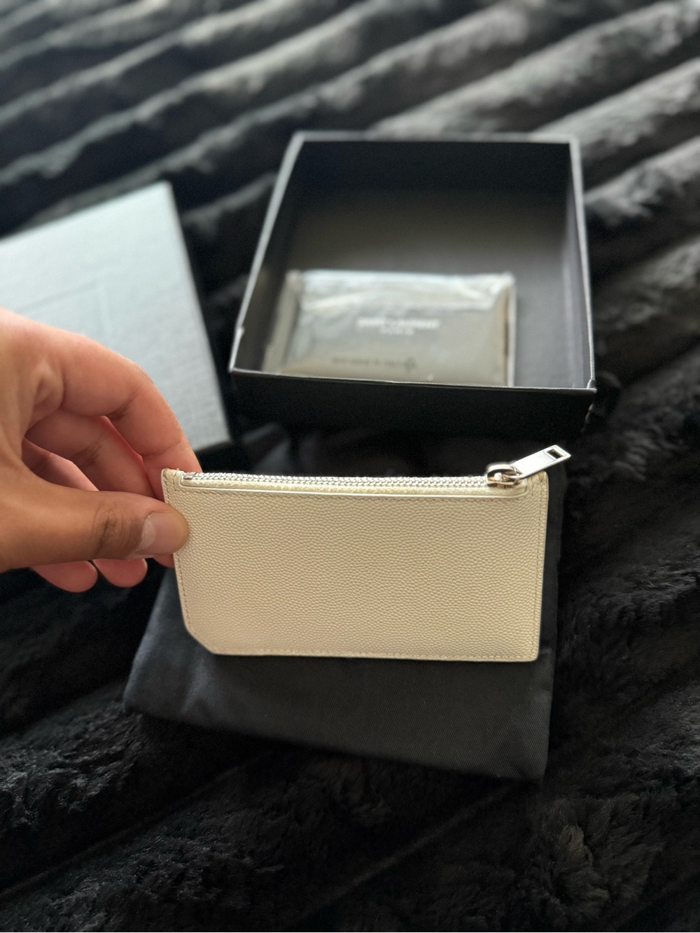 Saint Laurent Pebbled Leather Fragments Zipped Card Case - Picture 3 of 4